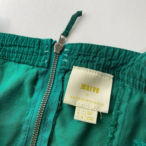 Anthropologie Maeve Elizabeth Green Side Button Denim Green Dress‎ Size 4 Used - Picture 10 of 16